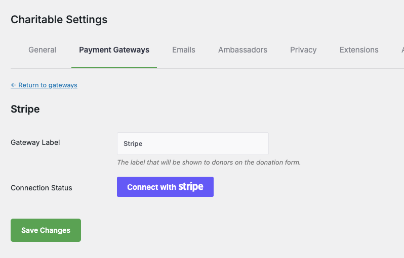 Charitable payment settings