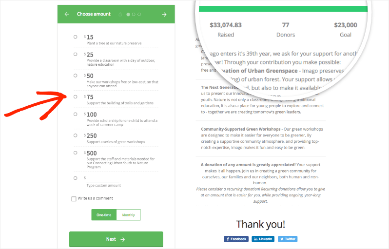 DonorBox sample form