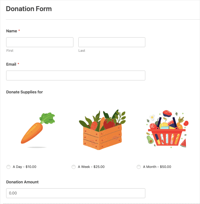 WPForms donation form