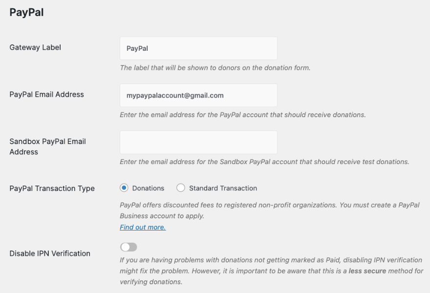 Configure PayPal settings