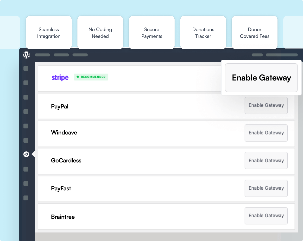 Enable Stripe payment gateway